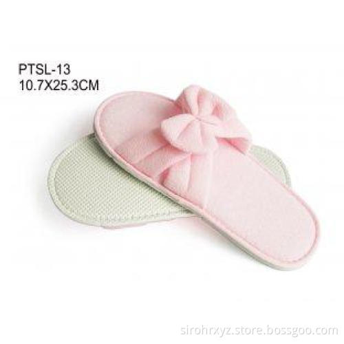 Pink Bowknot Disposable Hotel House Slippers For Women , Op